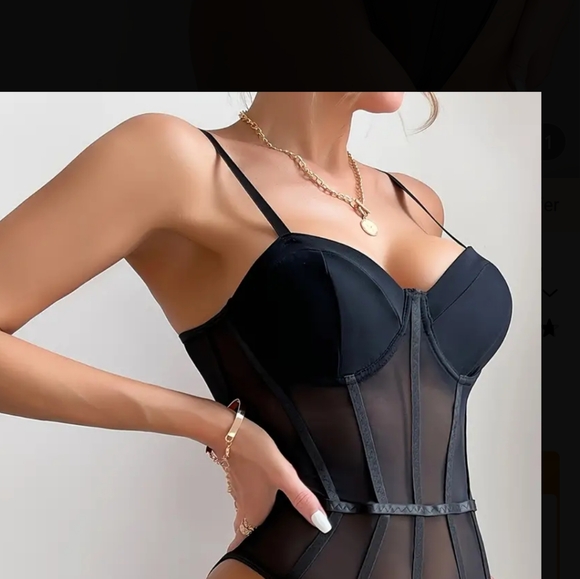 SEDUCTIVE BLACK MESH TEDDY - Picture 4 of 6